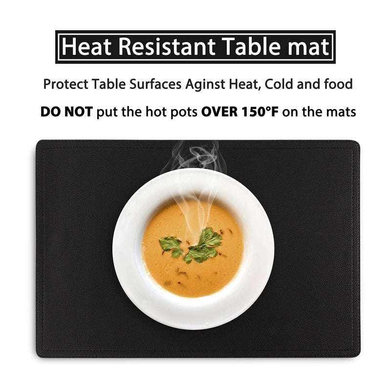 Jovono Faux Leather Placemats, PU Table Mats, Set of 4, Waterproof, Stain Resistant, Heat Resistant, Non-Slip Easy to Clean for Kitchen Dining Table,Conference Table - Image 3